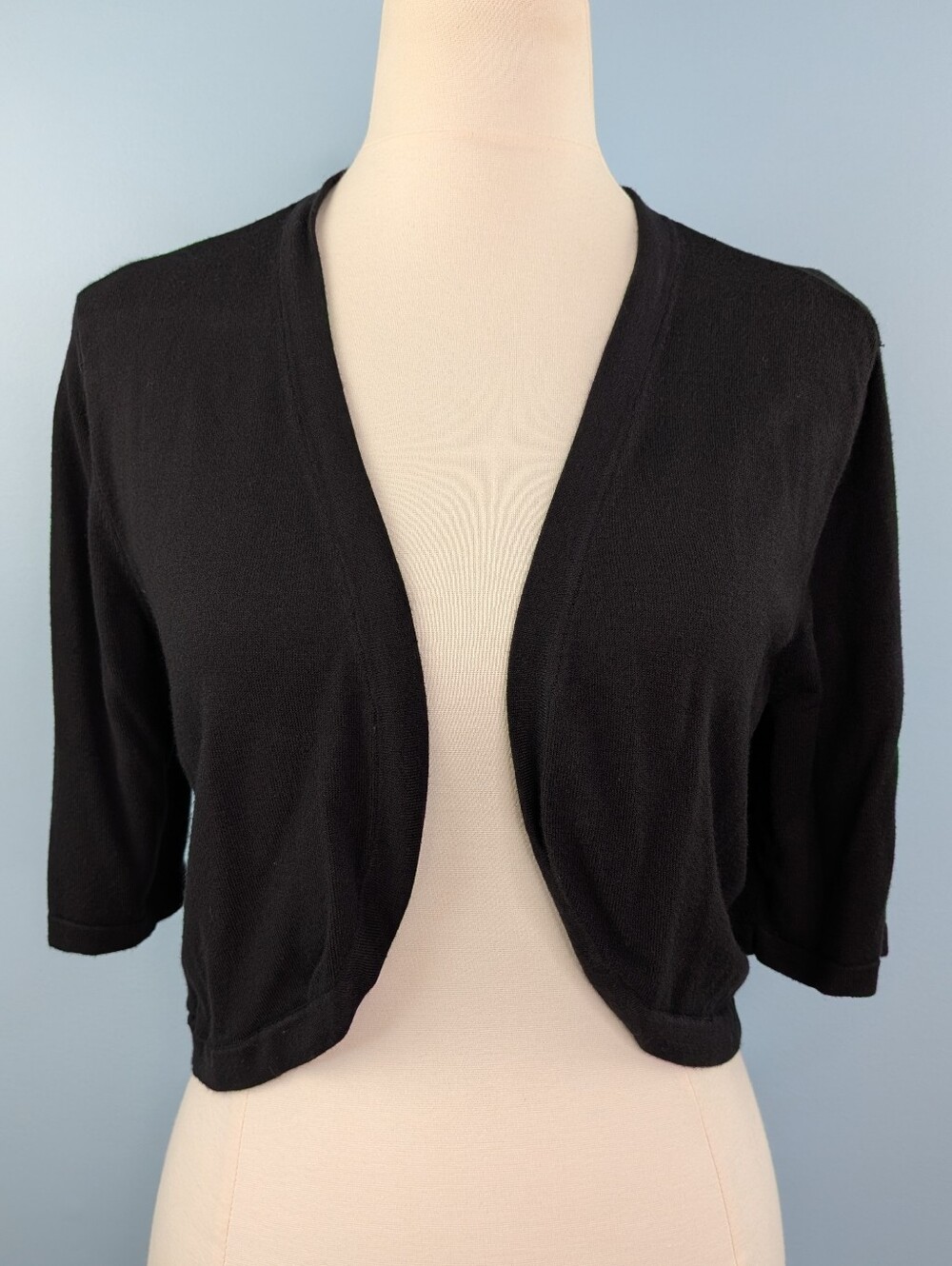Ann Taylor Black Bolero Shrug Open Cardigan Sweater Large
